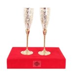 Silver Plated Goblet Flute Wine Glass, Best for Parties, Diwali Gift, 100 ML Each, Set of 2