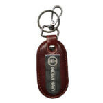 Genuine Leather Car Keychain, Universal Key Fob Keychain, Leather Key Chain Holder for Men and Women_Navy logo Engraved