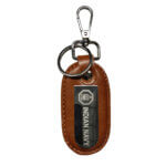 Genuine Leather Car Keychain, Universal Key Fob Keychain, Leather Key Chain Holder for Men and Women_Navy logo Engraved