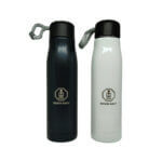 Vacuum Flask Stainless Steel Water Bottle 500ml / 17oz with Strap, Aqua Max Double Vacuum Wall, Seal Leak Proof Durable Sports Drink Bottle (white, black)