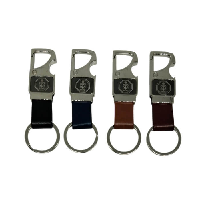 King & I Leather with Opener Metal Key chain|Metal Key Chain with navy logo|Leather|Opener Keychain. Key Chain