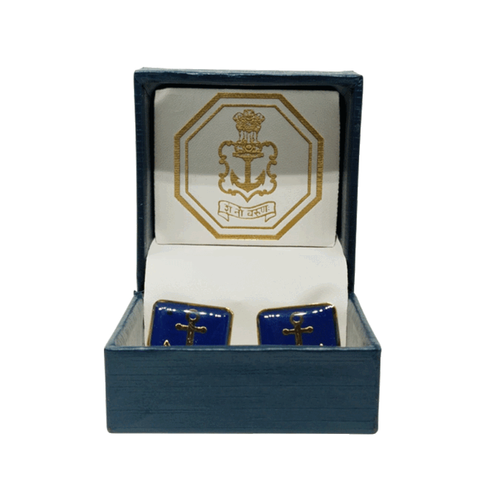 Navy logo & Anchor Small Cufflink Box Jewelry Display Case