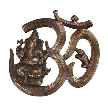 Beautifully Wall Hanging Picture of Ganesh Ji Sitting on the Symbol of OM 15 x 15 inch