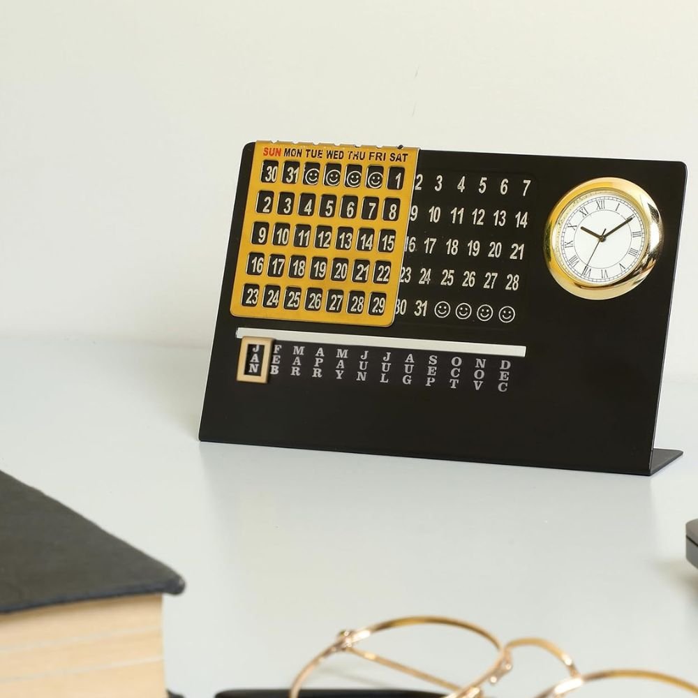 Lifetime Table Calender with Clock