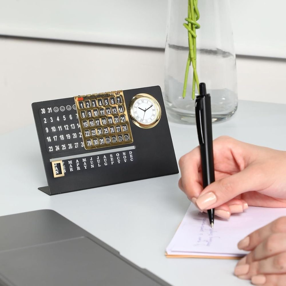 Lifetime Table Calender with Clock