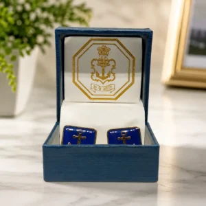 Navy Blue Anchor Cufflink Gift Set